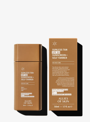 sunless tan spf 50 sunscreen + self-tanner packshot